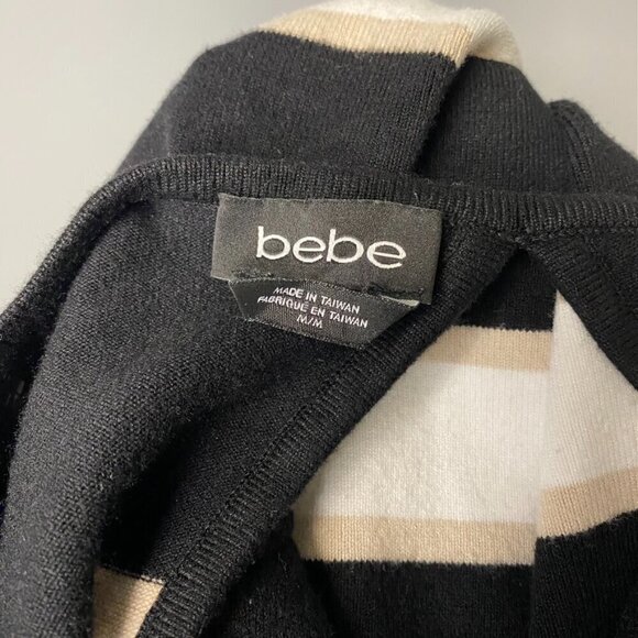 BEBE Y2K Cap Sleeve Striped Open Back Mini Sweater Dress Size M - Picture 5 of 8